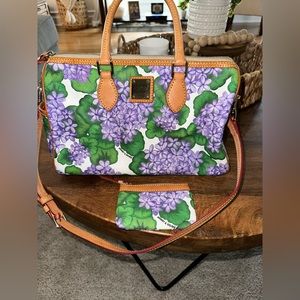 Dooney & Bourke Purple hydrangea Satchel Set